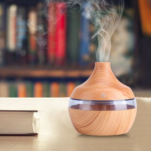 Elegant Touch Wood Grain Aromatherapy Oil Diffuser, Υγραντήρας Cool Mist με LED που αλλάζει χρώματα, Φορητός 1