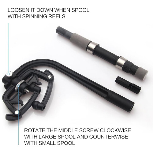 Avvolgitore portatile per lenza da pesca con base antiscivolo e stabile, modelli universali per un'ampia compatibilità, include boccola da 3/8" per 1