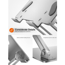 Draagbare laptopstandaard voor op het bureau, opvouwbare ergonomische aluminium laptopstandaard, perfect voor reizen en zakenreizen, stabiele en