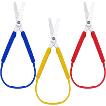 Loop Scissors: Colorful Grip Scissors, Adaptive Design Facilitates Easy Cutting For Special Needs, Set Of Three Mini Scissors