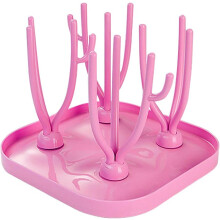 Kreatives Design: Flaschentrockenständer, platzsparend und vielseitig, zusammenklappbar für Reisen, spülmaschinenfest, rosa