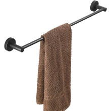 Porte-serviettes mural robuste pour salle de bain, en acier inoxydable SUS304 finition noir mat, avec couches de protection, gain de place et