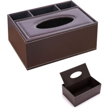 Stilig papirdispenser, papirboks i kunstskinn i pu med sterk magnetisk base, elegant design til hjemmekontor og bil, slitesterk, sklisikker firkant