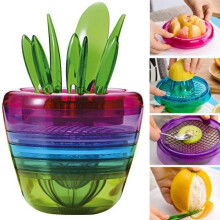 Innovative 6 Blade Slicer, Cuts Small Fruits & Vegetables Into Equal Wedges, Safe Blades Inside Tube, Dishwasher Safe, Perfect For Neat Cutting
