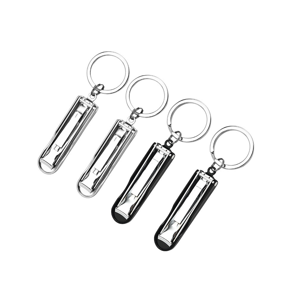 Silver Travel Nail Clipper Kit, Stainless Steel Nail Clippers With Built-In Nail File, Lightweight And Compact For On-The-Go Grooming Needs (4Pcs, Sleek