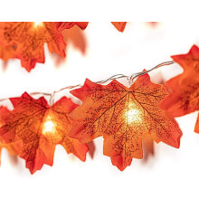 Thanksgiving Decorations, Battery Operated Maple Leaf Lights with Realistic Maple Leaves for Indoor Outdoor Decor, Waterproof, Low Consumption