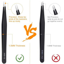 ESD Anti-static Precision Tweezers, Unmatched Reliability for Electronics & Craft, Stainless Steel Tools with Non-Magnetic Tips for Your Projects