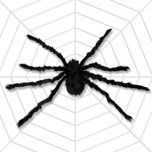 Furchterregende Riesenspinnennetz-Dekoration, robustes Polyesterseil, realistische künstliche Spinne mit roten Augen, tragbar und langlebig zur