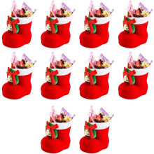 Christmas Treat Bags, Multi-Purpose Gift Containers in Red, Green Striped, Perfect for Winter Decor with Reusable Non-Woven Fabric (10PCS)