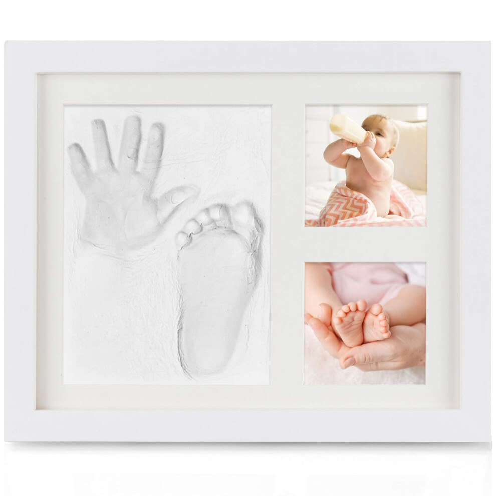 Clay Casting Baby Handprint & Footprint Frame Kit, Photo Memory Keepsake Frame Featuring Easy To Use Newborn-Safe Non-Toxic Clay, Lifetime Keepsake