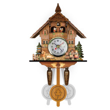 Cuckoo Clock Wooden Coo Coo Clock with Pendulum Alarm Clock Decoration Vintage Wooden Wall Clock for Living Room Bedroom Cafe Restaurant Hotel Cm010
