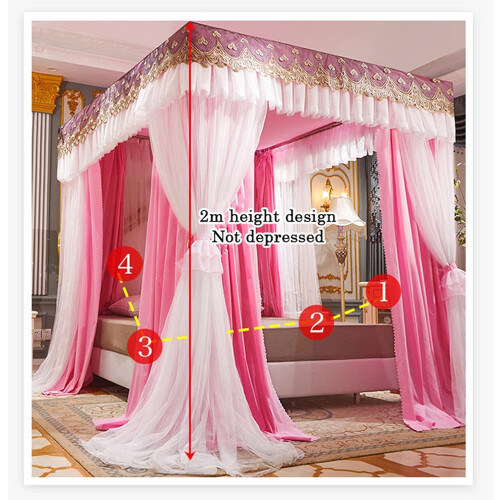 Princess Bed Canopy for Girls with BugBlocking Mesh, Romantic Lace, Detachable Double Layer 2