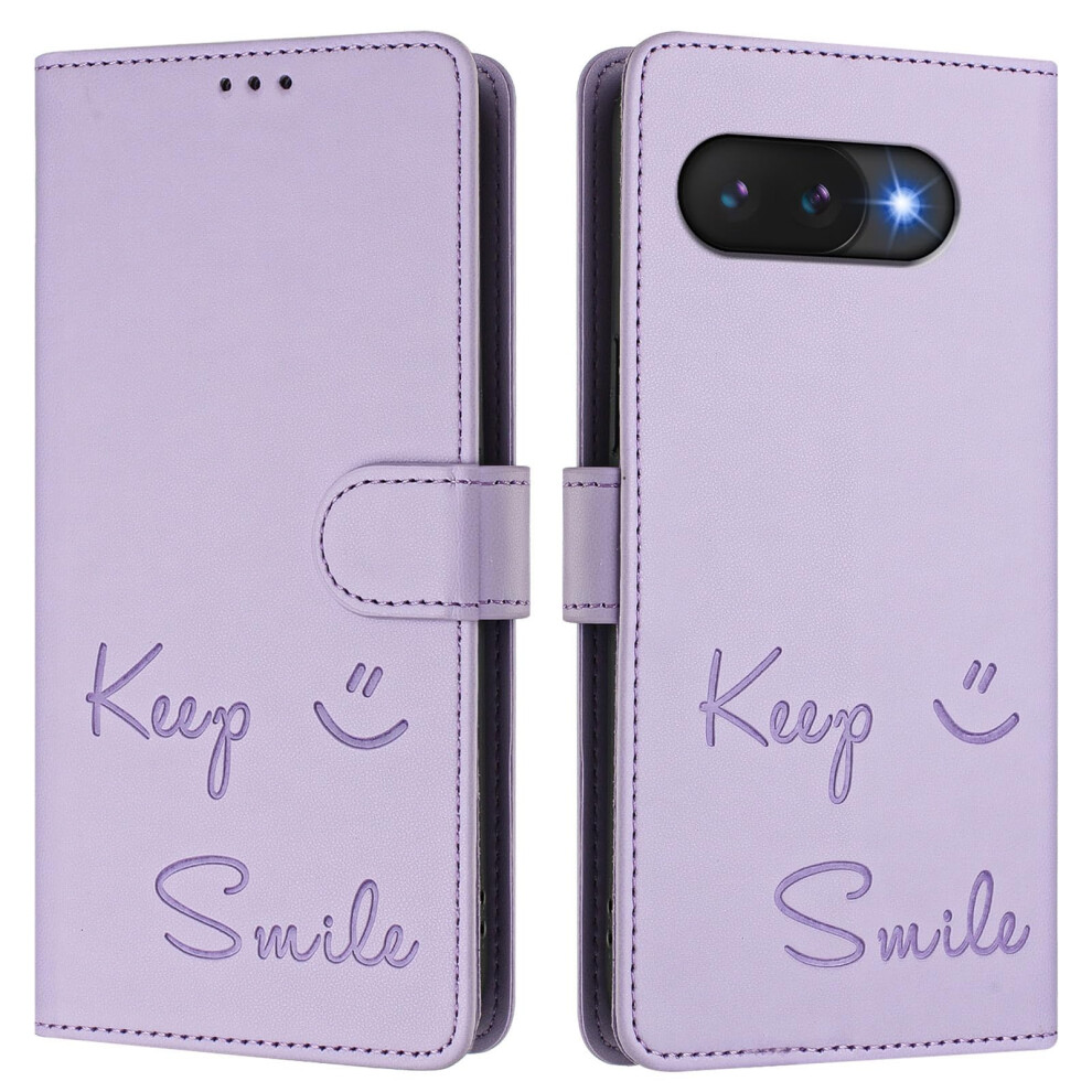 Wallet Case For Google Pixel 9A With 4 Card Slots, Magnetic Closure, Kickstand, Shockproof Protection, Light Purple 9365049998307