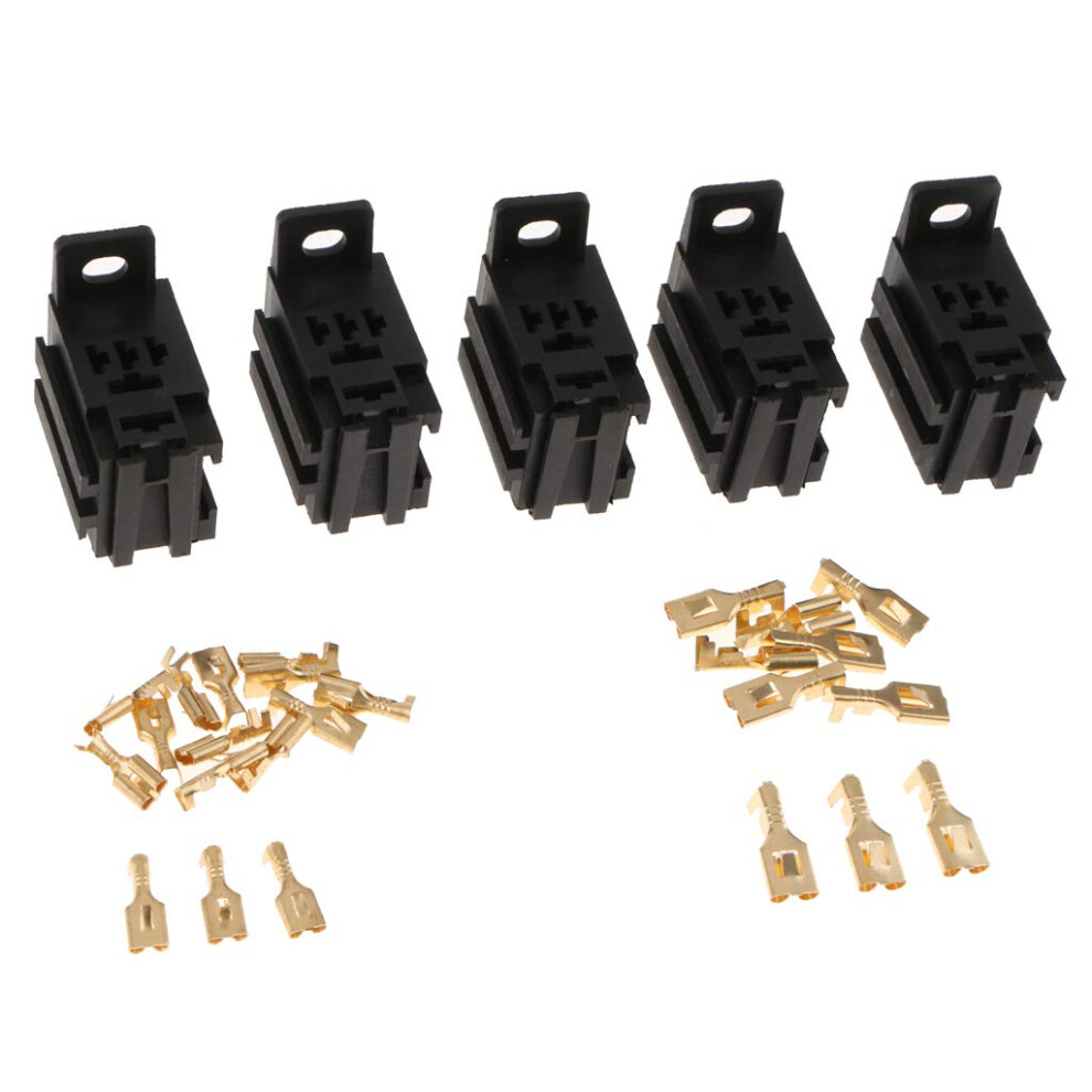 5 Pack 40A 12V Automotive Relay Socket Connector With Terminals For Car And Truck 9189345090875