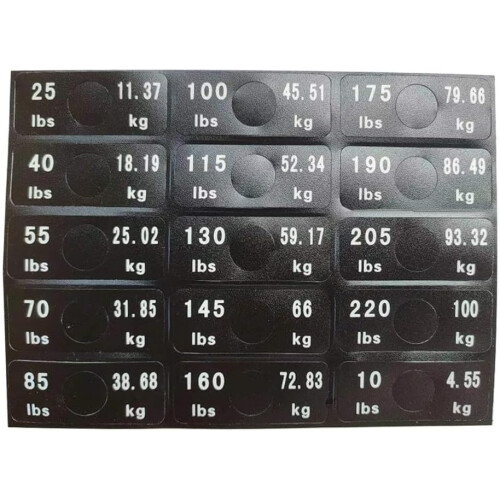 Reliable Weight Stack Labels for Gyms, Durable Wear-Resistant Material, Easy to Read, Customizable Sizes 1