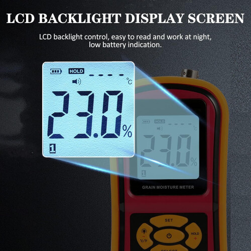 Grain Moisture Meter with LCD Backlight, Accurate Wheat Rice Corn Bean Tester for Storage and Processing 2