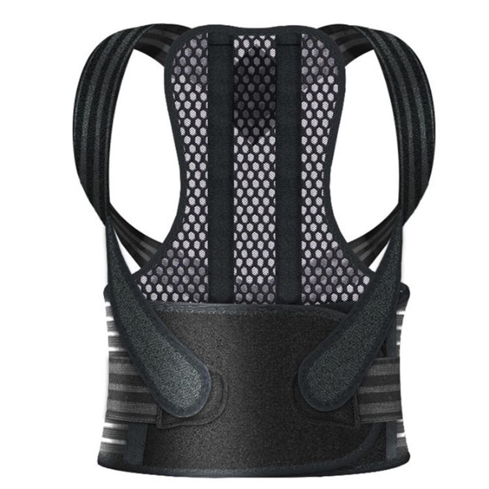 Adjustable Back Brace, Posture Corrector Belt, Shoulder Support, BlackL