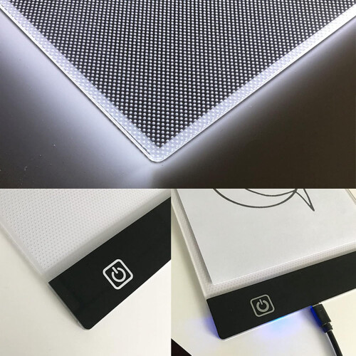 Lightbox for tracing, drawing, LED, stepless dimming, acrylic, USB, power cable included 2