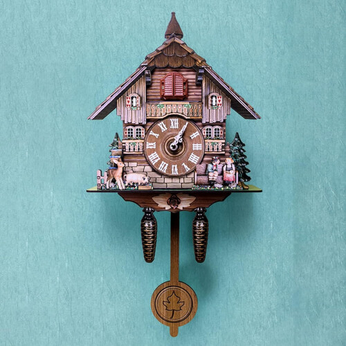 Wooden Retro Cuckoo Clock with Pendulum  Quartz Movement, Memory Function (Model: CM010) 2