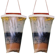 Fly Trap 2PCS Disposable Outdoor Catcher with Bait, Large Capacity Hanging Fly Catcher for Garden and Barn
