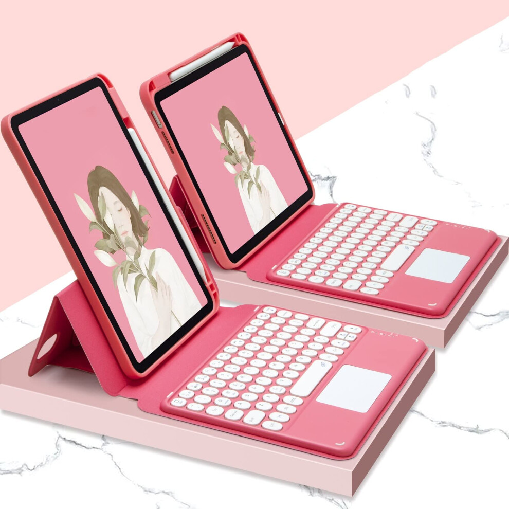 Keyboard Case With Touchpad For Ipad 11Th Gen And 10Th Gen 10.9 Magnetic Detachable Stand Dark Pink 9365049999458