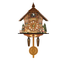 Cuckoo Clock Bird Time Bell, Swing Alarm Clock, Imitation Wood Style for Wall Art