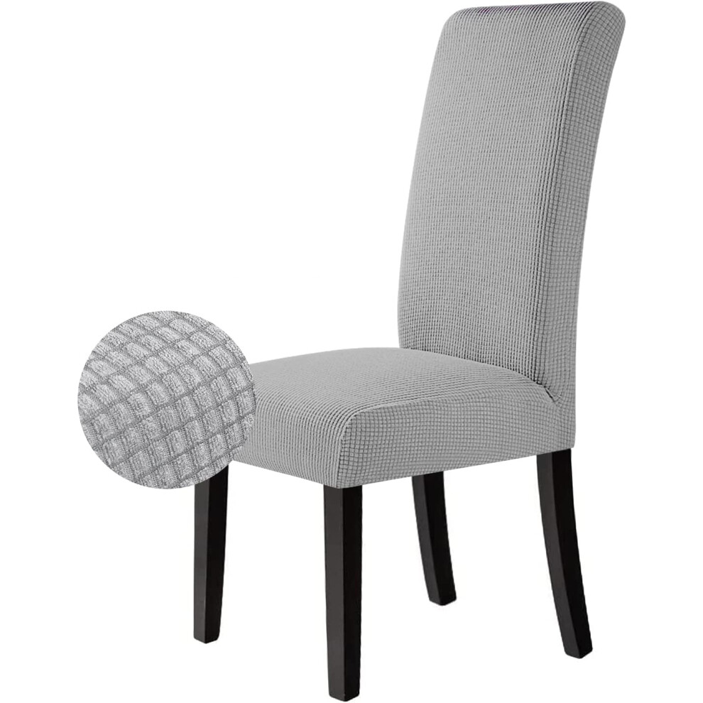 Elegant Parson Chair Slipcover, Stretchy Dining Room Chair Covers, Jacquard Fabric Protective Spandex Removable Parson Chair Slipcover Set For Gray 9138057163452
