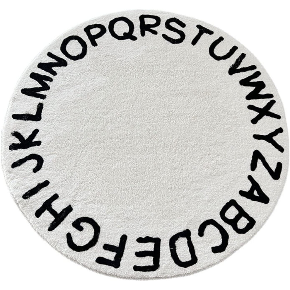 ABC Round Area Rug Alphabet Kids Cartoon Play Mat Soft Plush Baby Learning Rug Washable NonSlip