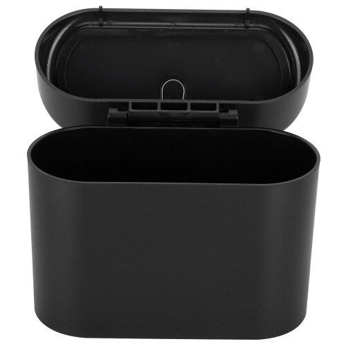 Versatile Car Trash Can with Self-Cover - Lightweight Black Waste Bin