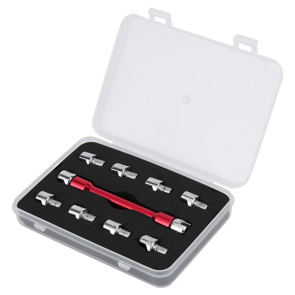 Motorcycle Spoke Wrench Set 5.06.8Mm Cnc Aluminum Spanner Kit Multisize With Storage Box Red 9412369242723