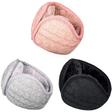 Foldable & Adjustable Winter Ear Muffs, Behind The Head Soft Earmuffs with Knit Exterior, Unisex Cold Weather Fleece Ear Warmers, Stylish Warm