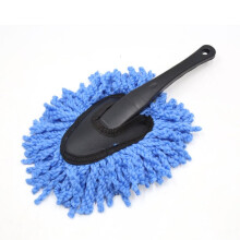Escova de microfibra para limpeza de painel de carro, sem riscos, com escova removível para cera, 38 cm de comprimento, azul.