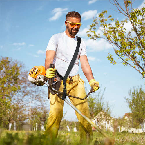 Cinto para ferramentas de jardim, compatível com roçadeiras, resistente e com comprimento ajustável, tipo cinta para soprador e soprador, 2