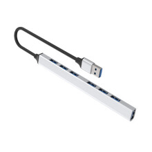 Aluminum USB Hub 7 in 1 Adapter with 7 USB Ports for Laptops