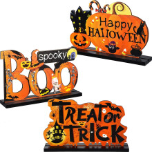 Ijesztő Halloween asztaldísz, tök jel és szellem motívum, életet visz az ünnepi terekbe (3 darabos csomag)