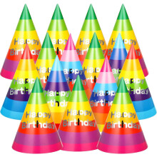 Chapéus de festa para crianças e adultos, chapéus de cone de papel arco-íris de alta qualidade, leves e confortáveis, fáceis de montar com