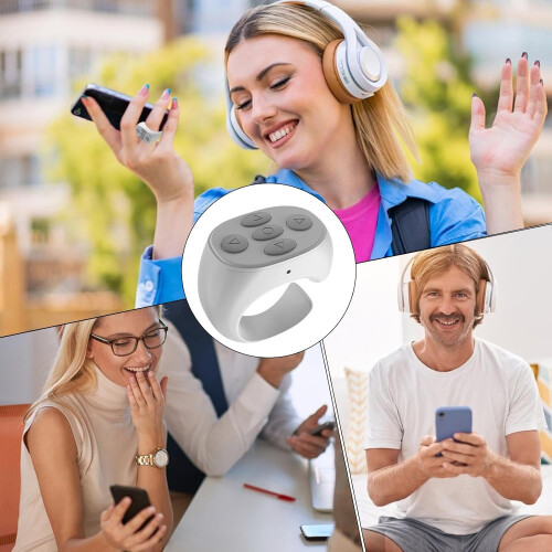 Remote Control Scroll Ring Wireless Camera Remote Video Recording White Compact Smart Ring Social Media Scrolling 1