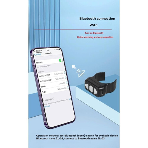 Wireless Bluetooth Remote Control Finger Ring for Camera Video Software - Compact Design, Universal Compatibility, Ergonomic Style 1