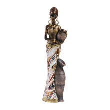 Artistieke Afrikaanse dame standbeeld harsen Retro-Stijl D