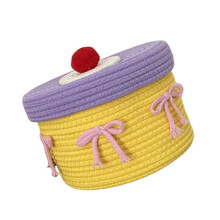 Soft Cotton Rope Woven Basket Makeup-Purple cover 25 x 19