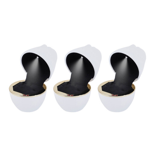 3pcs Portable Rings Box LED Light for Proposals Rose-White