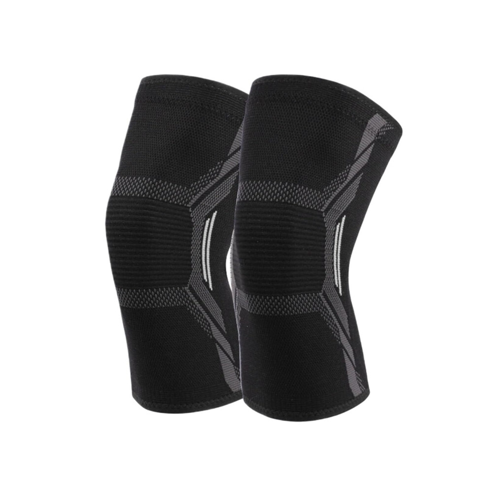 Sports Knee Pads Compression Brace 2Pcs Non-Slip Patella Support For Running Cycling Basketball Volleyball M Black-White 9412369244901
