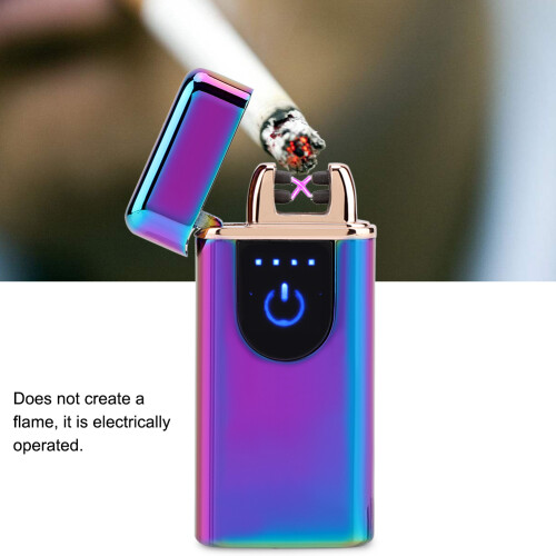Windproof Flameless Lighter, USB Rechargeable Double Arc Electric Lighter with Fingerprint Sensor for Safe and Secure Ignition 2
