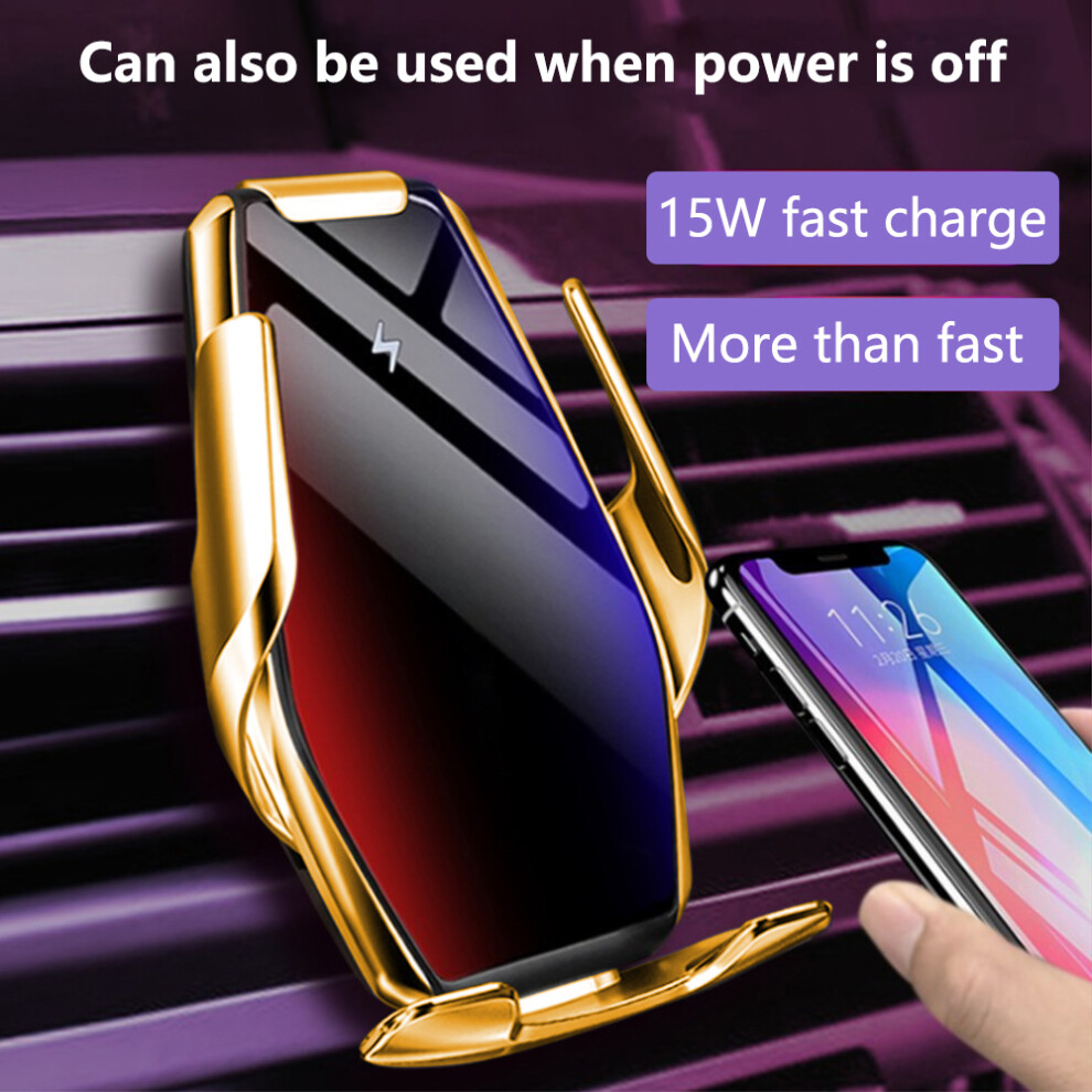 Automated Clamping Wireless Car Charger, Innovative Dual Mood Charging & Smart Sensing, 15W Rapid Charge, 360 Flexible Mount, Ideal 4 Apple 9139052719545