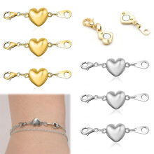 Magnetische Schmuckverschlüsse, herzförmiger magnetischer Karabinerverschluss für Halsketten und Armbänder, Verschlüsse aus 925er