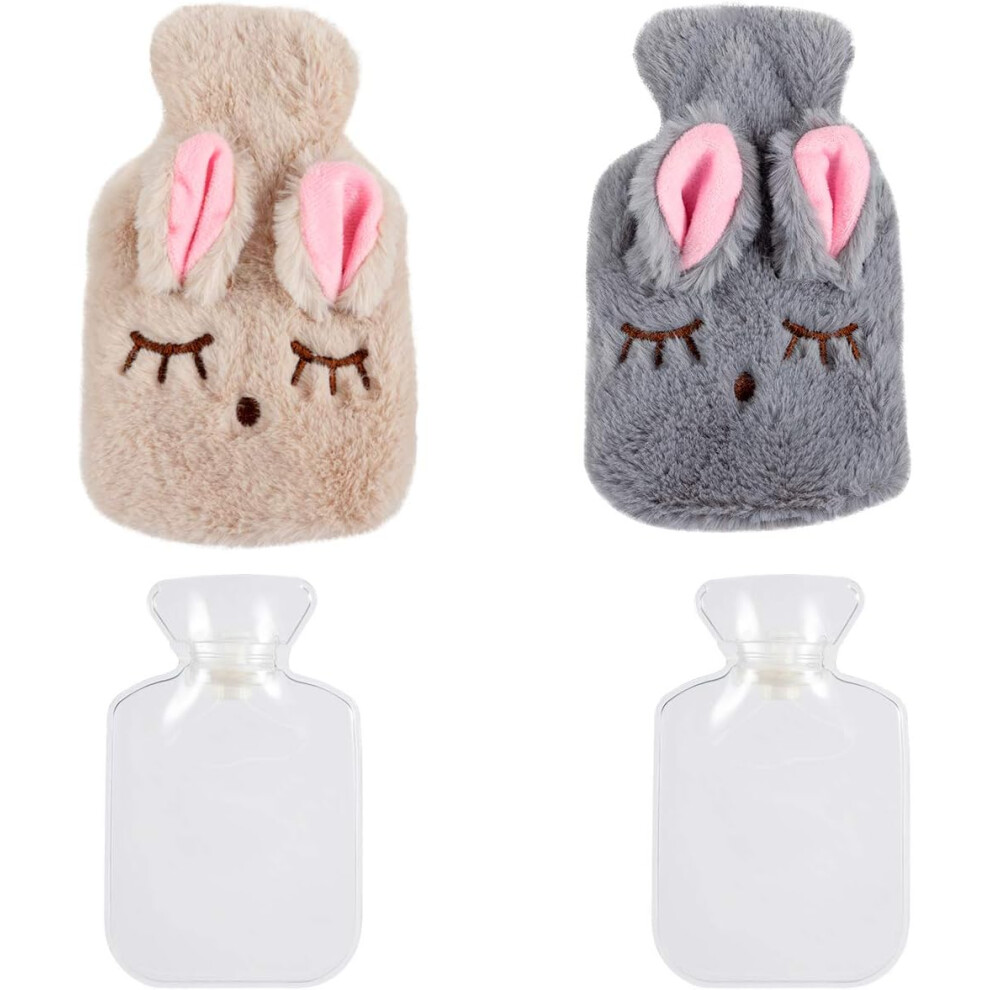 Cute Bunny Design Rubber Hot Water Bottle, Soft Plush Fleece Cover For Hot And Cold Therapy, Portable Warmth Source With High-Quality PVC Material