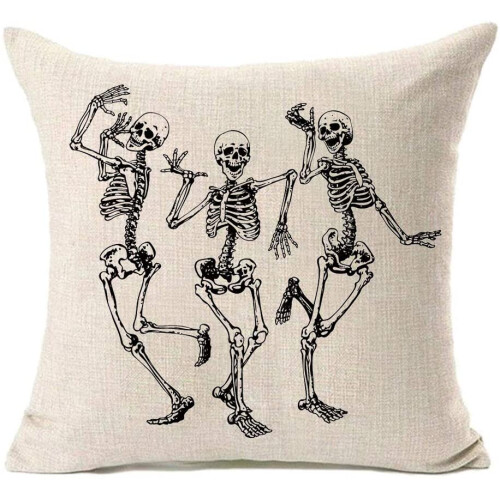 Μαξιλαροθήκες Halloween με κρανίο για καναπέ, τετράγωνη μαξιλαροθήκη από βαμβάκι και