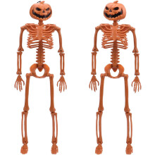 Décorations pour fête d'Halloween, squelettes de citrouilles réalistes et flexibles pour décor de maison hantée et de cimetière, squelettes