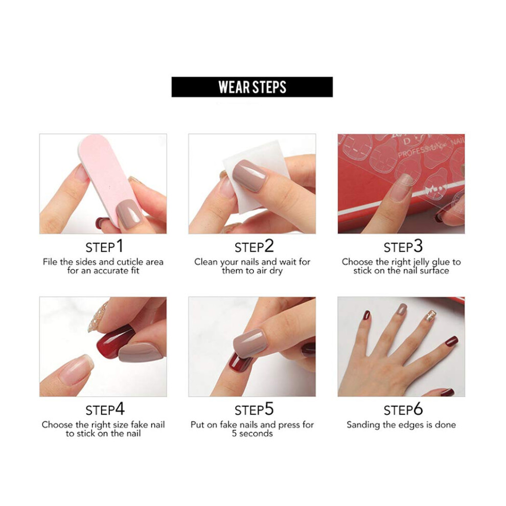 Reusable False Nails For Women, Easy To Trim Artificial Acrylic Nails With Butterfly Design, Non-Toxic Healthy Abs Material, Long Lasting Glossy