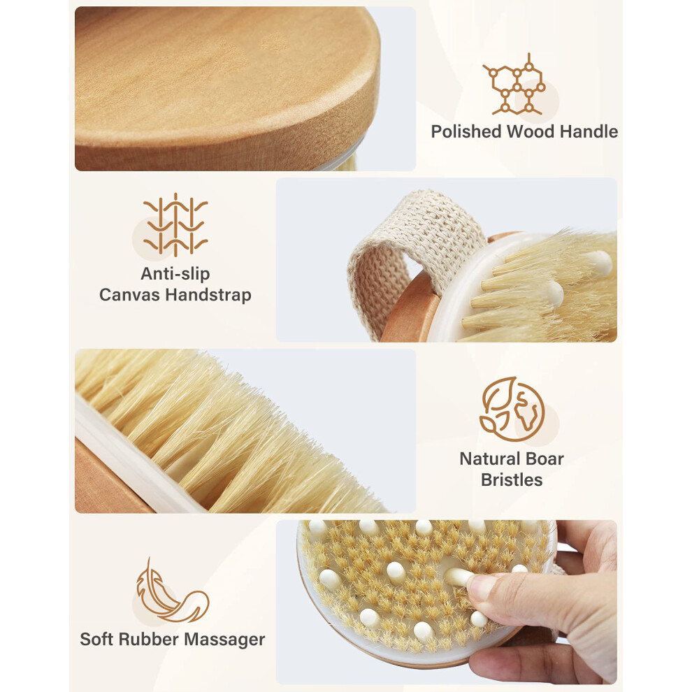 Eco-Conscious Dry Skin Exfoliator, Vegan Body Brush for Improved Blood Circulation and Skin Renewal, Your Daily Companion for Lymphatic Drainage and